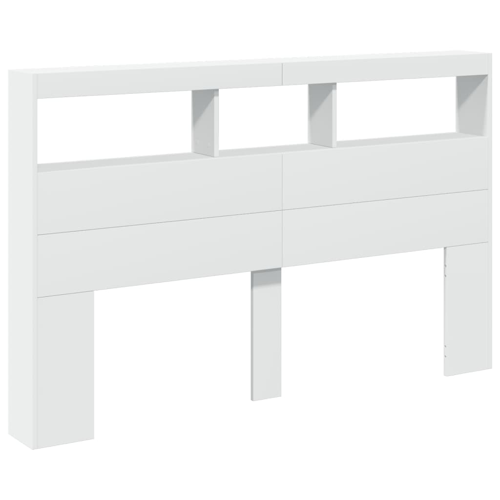 vidaXL Tăblie cu dulap și LED, alb, 160x17x102 cm vidaXL Tăblie cu dulap și LED, alb, 160x17x102 cm