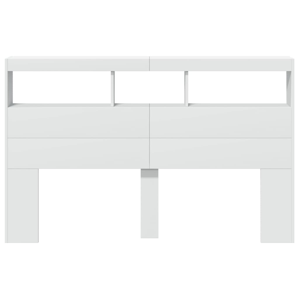 vidaXL Tăblie cu dulap și LED, alb, 160x17x102 cm vidaXL Tăblie cu dulap și LED, alb, 160x17x102 cm