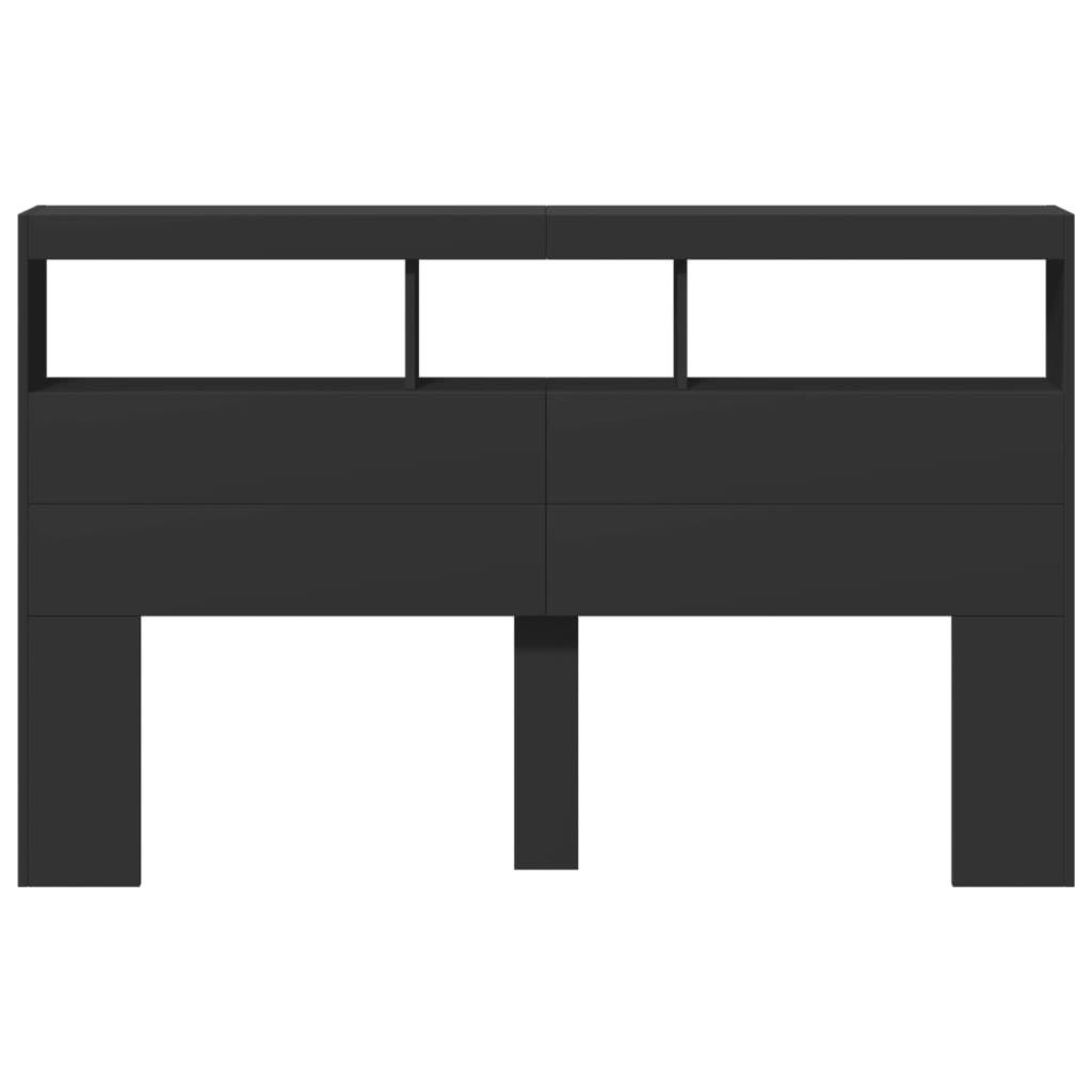vidaXL Tăblie cu dulap și LED, negru, 160x17x102 cm vidaXL Tăblie cu dulap și LED, negru, 160x17x102 cm