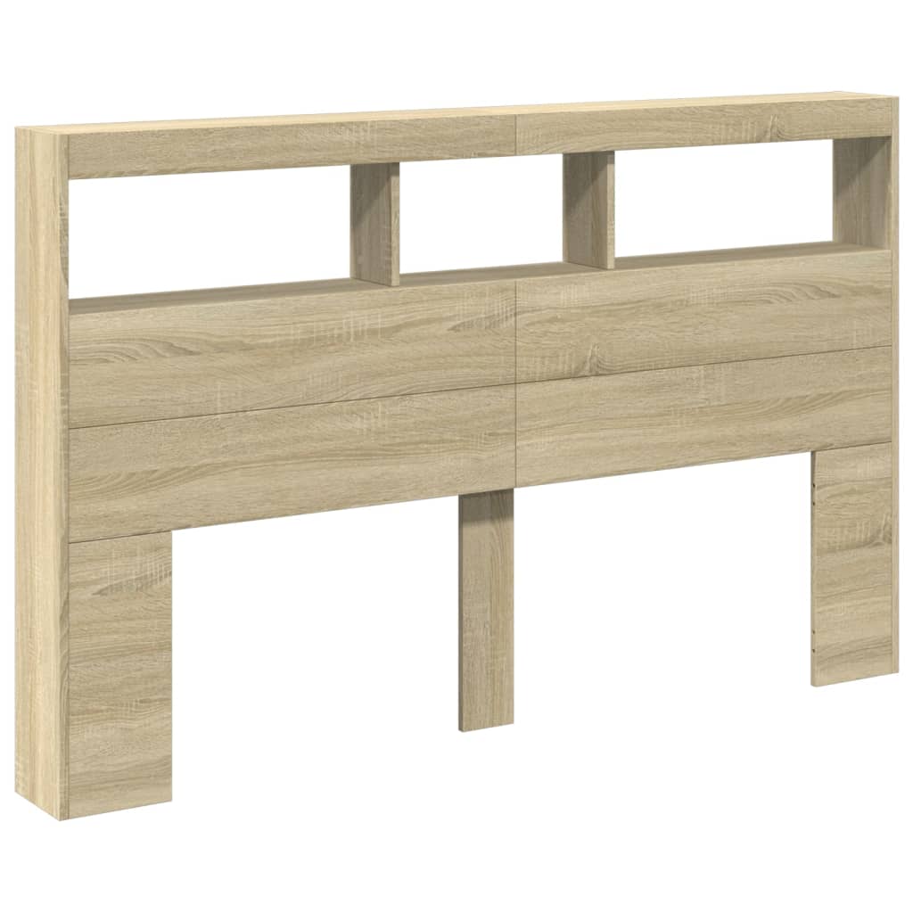 vidaXL Tăblie de pat cu dulap și LED, stejar sonoma, 160x17x102 cm