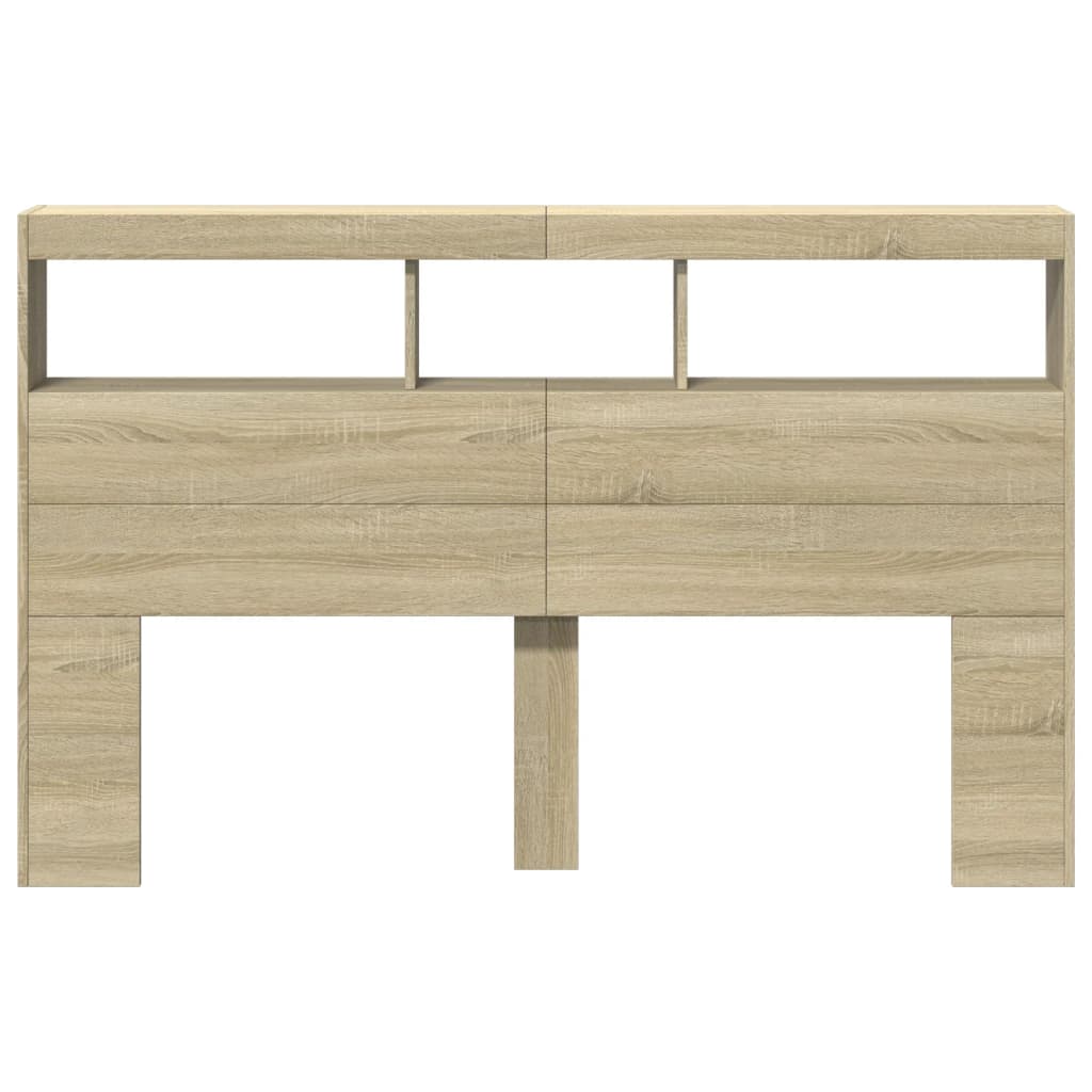 vidaXL Tăblie de pat cu dulap și LED, stejar sonoma, 160x17x102 cm