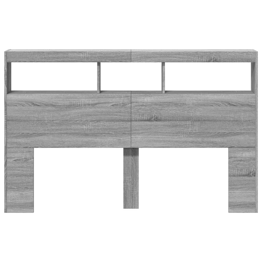 vidaXL Tăblie de pat cu dulap și LED, gri sonoma, 160x17x102 cm