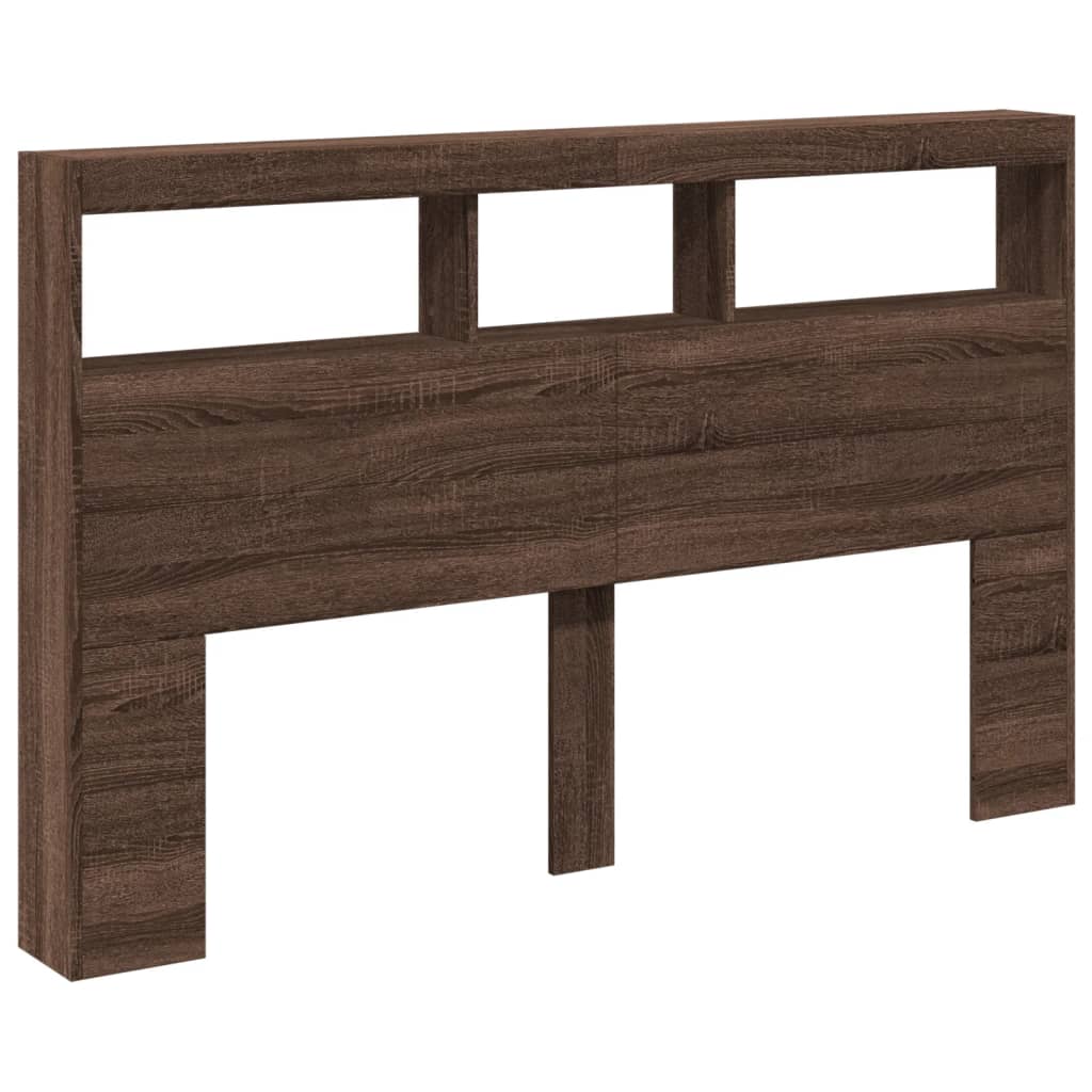 vidaXL Tăblie de pat cu dulap și LED, stejar maro, 160x17x102 cm vidaXL Tăblie de pat cu dulap și LED, stejar maro, 160x17x102 cm
