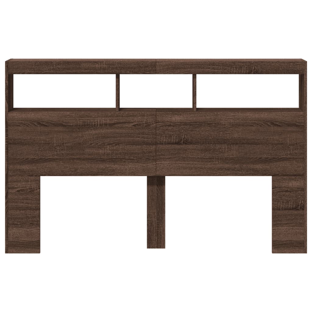 vidaXL Tăblie de pat cu dulap și LED, stejar maro, 160x17x102 cm vidaXL Tăblie de pat cu dulap și LED, stejar maro, 160x17x102 cm