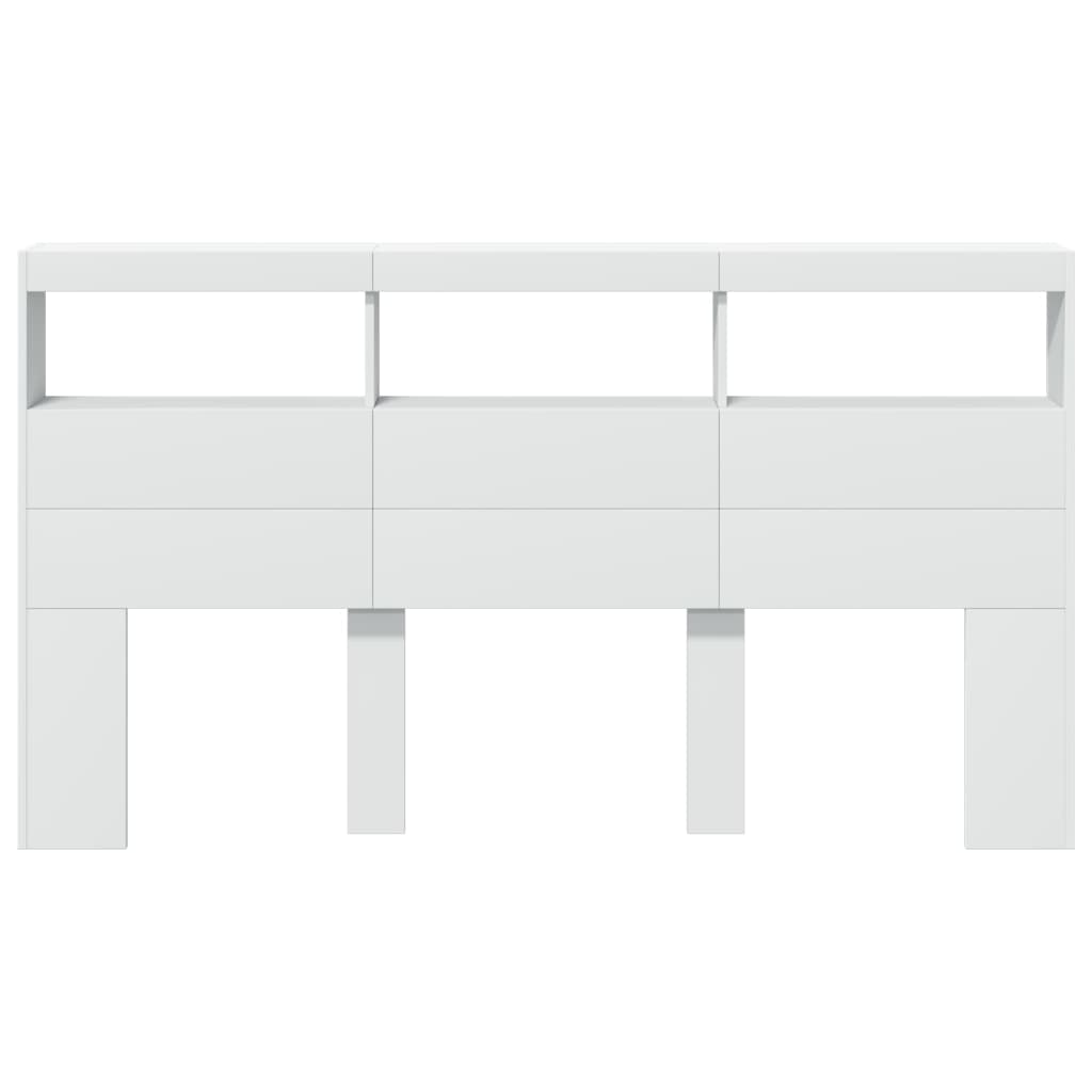 vidaXL Tăblie cu dulap și LED, alb, 180x17x102 cm vidaXL Tăblie cu dulap și LED, alb, 180x17x102 cm
