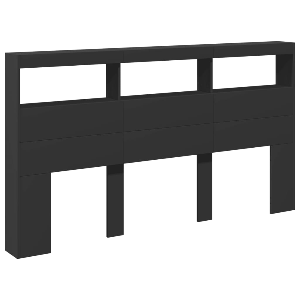vidaXL Tăblie cu dulap și LED, negru, 180x17x102 cm vidaXL Tăblie cu dulap și LED, negru, 180x17x102 cm