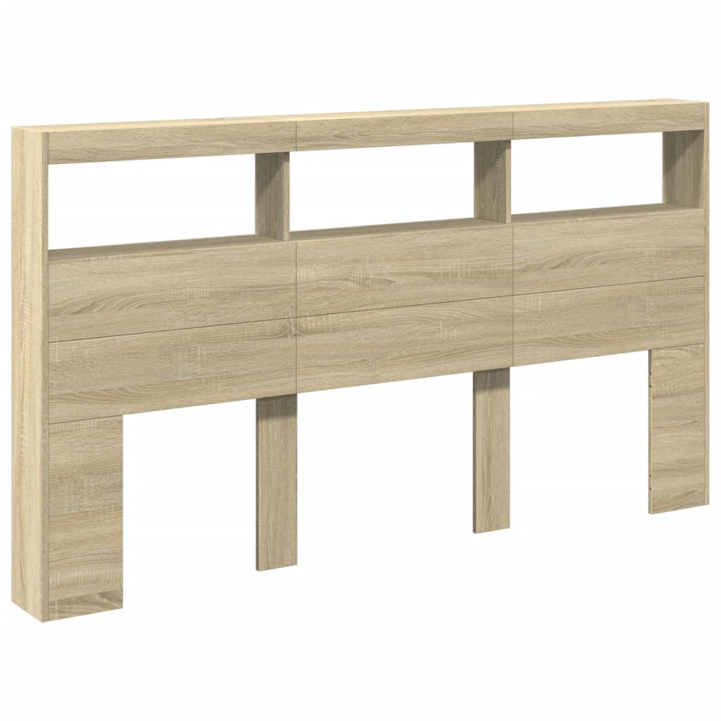 vidaXL Tăblie de pat cu dulap și LED, stejar sonoma, 180x17x102 cm vidaXL Tăblie de pat cu dulap și LED, stejar sonoma, 180x17x102 cm