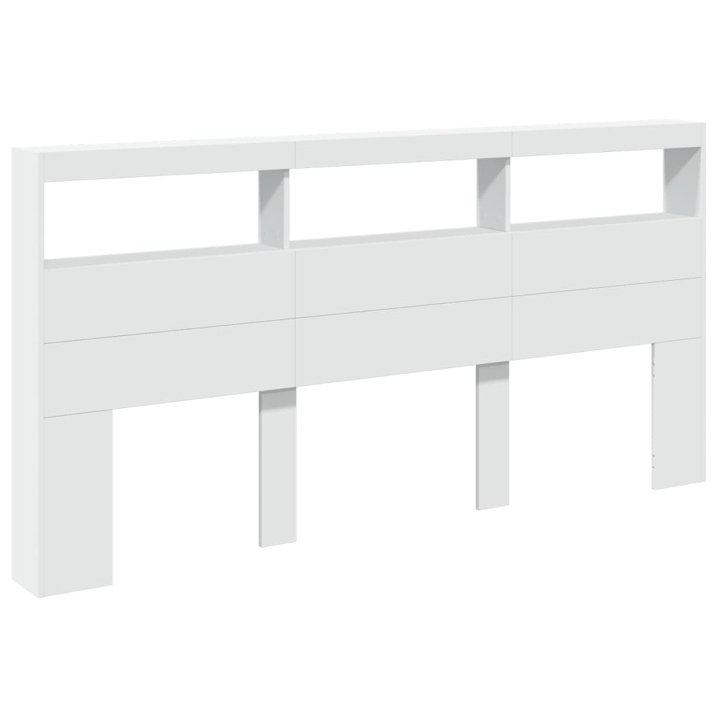 vidaXL Tăblie cu dulap și LED, alb, 200x17x102 cm vidaXL Tăblie cu dulap și LED, alb, 200x17x102 cm