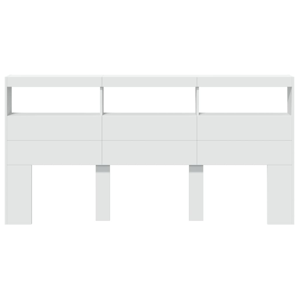 vidaXL Tăblie cu dulap și LED, alb, 200x17x102 cm vidaXL Tăblie cu dulap și LED, alb, 200x17x102 cm