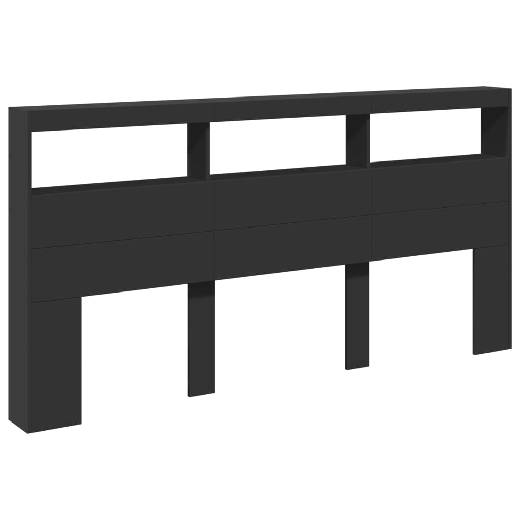 vidaXL Tăblie cu dulap și LED, negru, 200x17x102 cm vidaXL Tăblie cu dulap și LED, negru, 200x17x102 cm