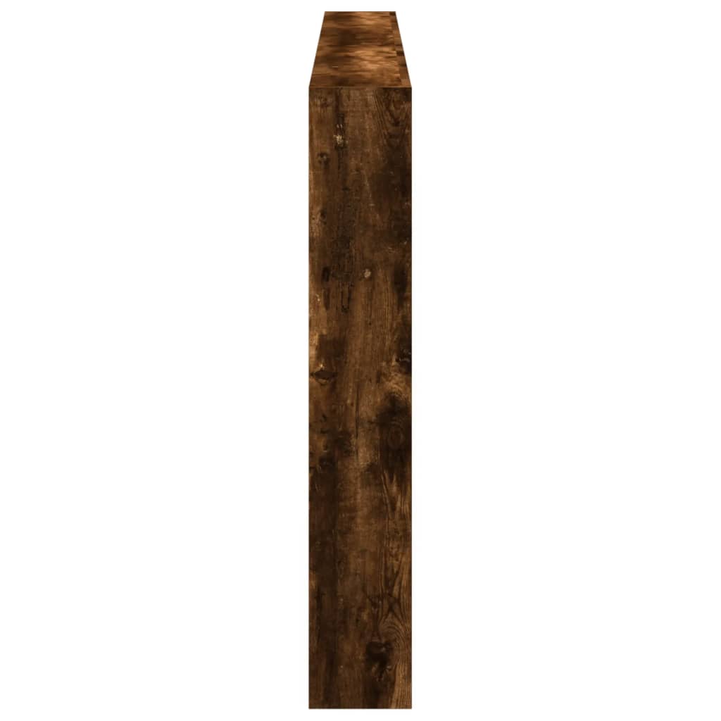 vidaXL Tăblie de pat cu dulap și LED, stejar fumuriu, 200x17x102 cm