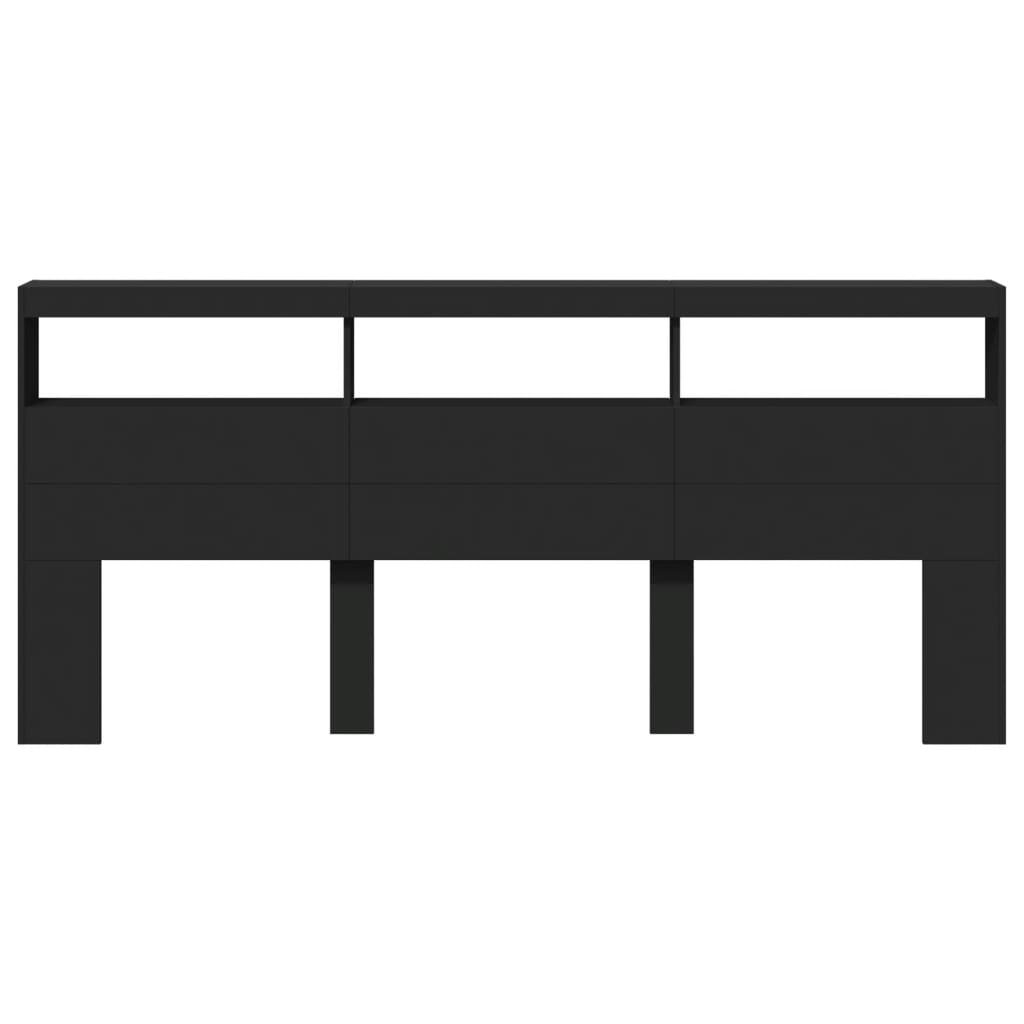 vidaXL Tăblie cu dulap și LED, negru, 220x17x102 cm vidaXL Tăblie cu dulap și LED, negru, 220x17x102 cm