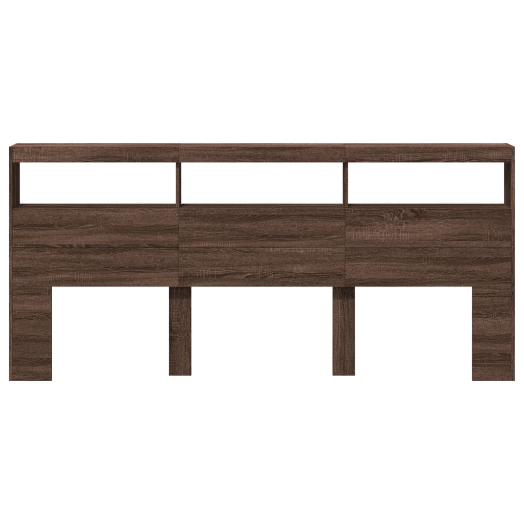 vidaXL Tăblie de pat cu dulap și LED, stejar maro, 220x17x102 cm