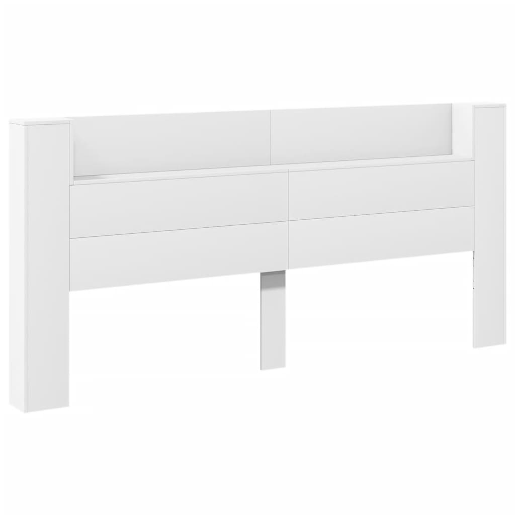 vidaXL Tăblie cu dulap și LED, alb, 220x16,5x103,5 cm vidaXL Tăblie cu dulap și LED, alb, 220x16,5x103,5 cm