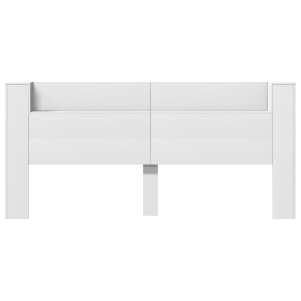 vidaXL Tăblie cu dulap și LED, alb, 220x16,5x103,5 cm vidaXL Tăblie cu dulap și LED, alb, 220x16,5x103,5 cm
