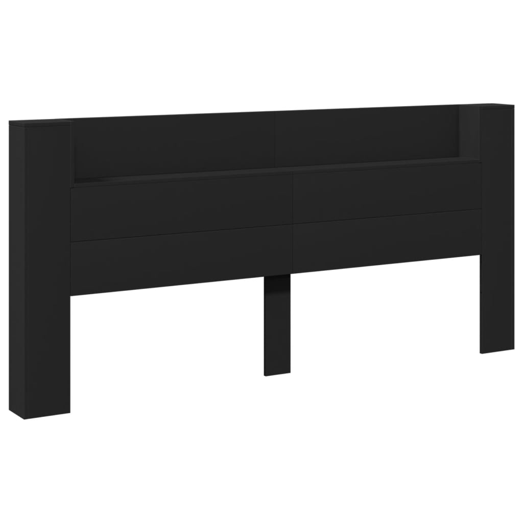 vidaXL Tăblie cu dulap și LED, negru, 220x16,5x103,5 cm vidaXL Tăblie cu dulap și LED, negru, 220x16,5x103,5 cm