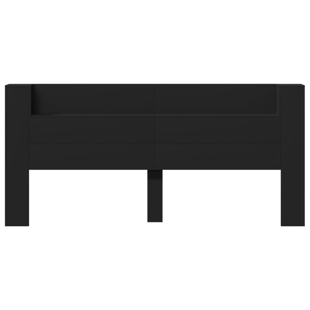vidaXL Tăblie cu dulap și LED, negru, 220x16,5x103,5 cm vidaXL Tăblie cu dulap și LED, negru, 220x16,5x103,5 cm