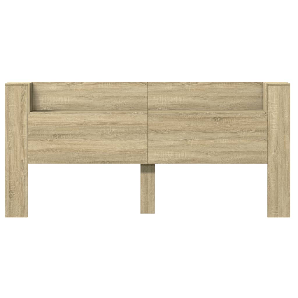 vidaXL Tăblie de pat cu dulap și LED, stejar sonoma, 220x16,5x103,5 cm vidaXL Tăblie de pat cu dulap și LED, stejar sonoma, 220x16,5x103,5 cm