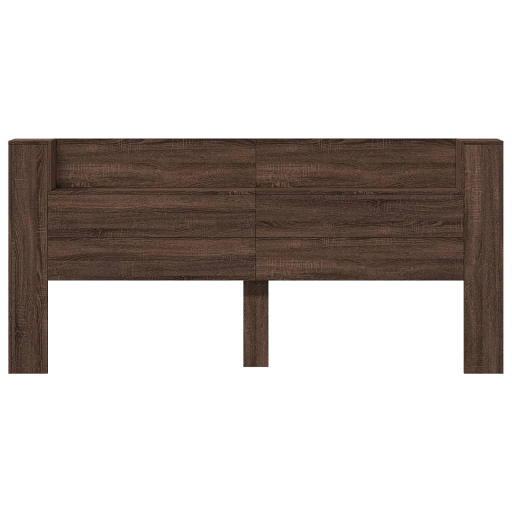vidaXL Tăblie de pat cu dulap și LED, stejar maro, 220x16,5x103,5 cm