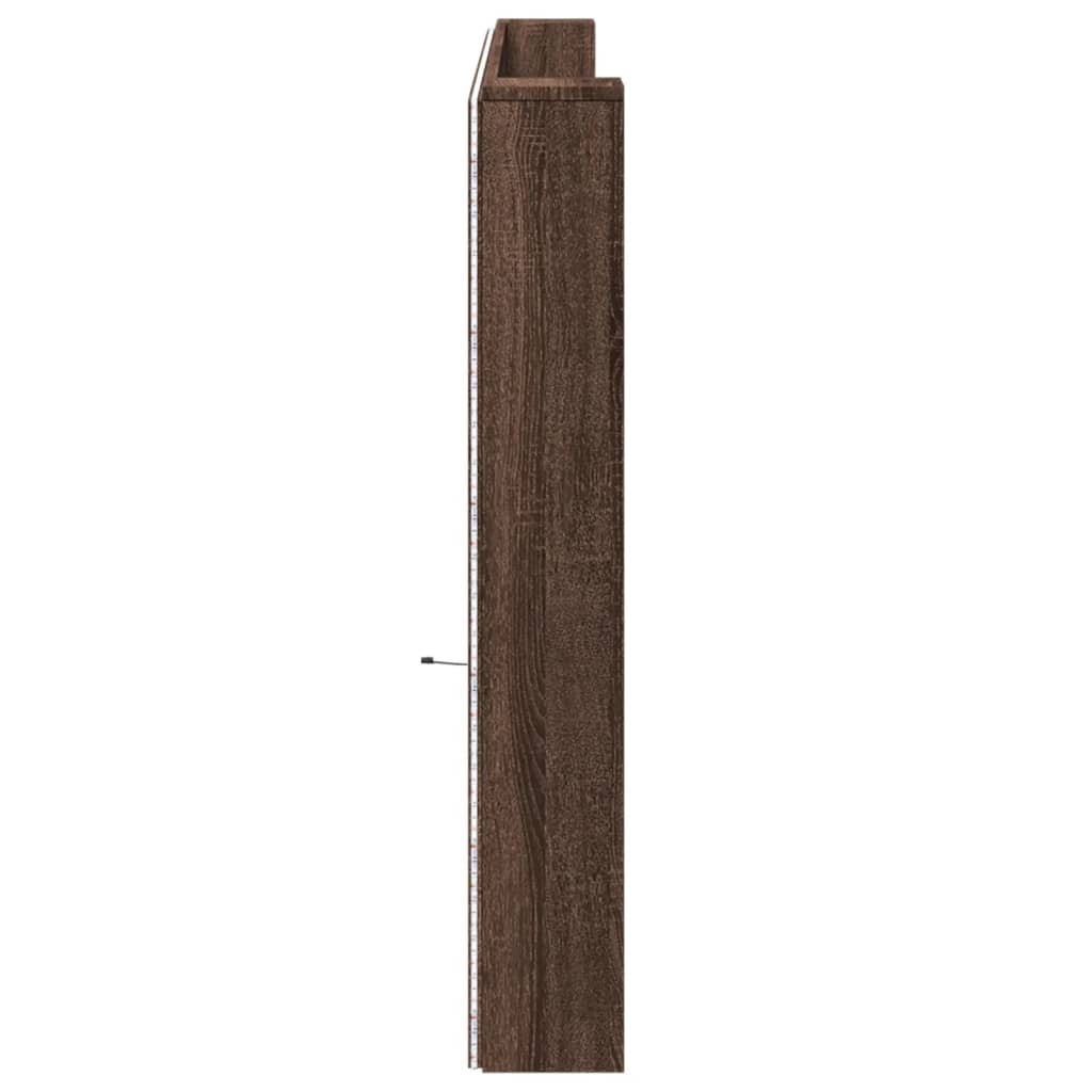 vidaXL Tăblie de pat cu dulap și LED, stejar maro, 220x16,5x103,5 cm