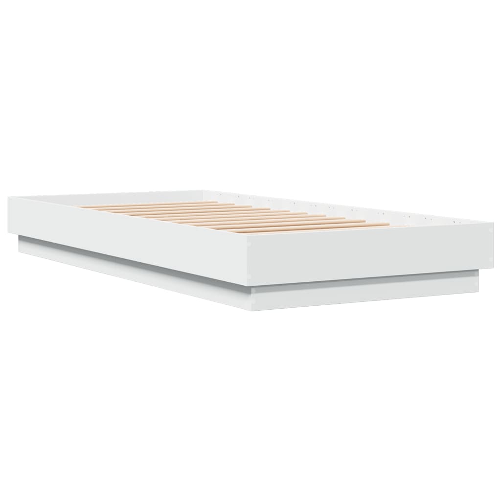 vidaXL Cadru de pat cu lumini LED, alb, 100x200 cm vidaXL Cadru de pat cu lumini LED, alb, 100x200 cm