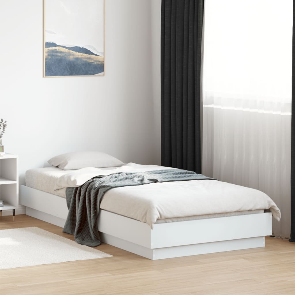 vidaXL Cadru de pat cu lumini LED, alb, 100x200 cm vidaXL Cadru de pat cu lumini LED, alb, 100x200 cm