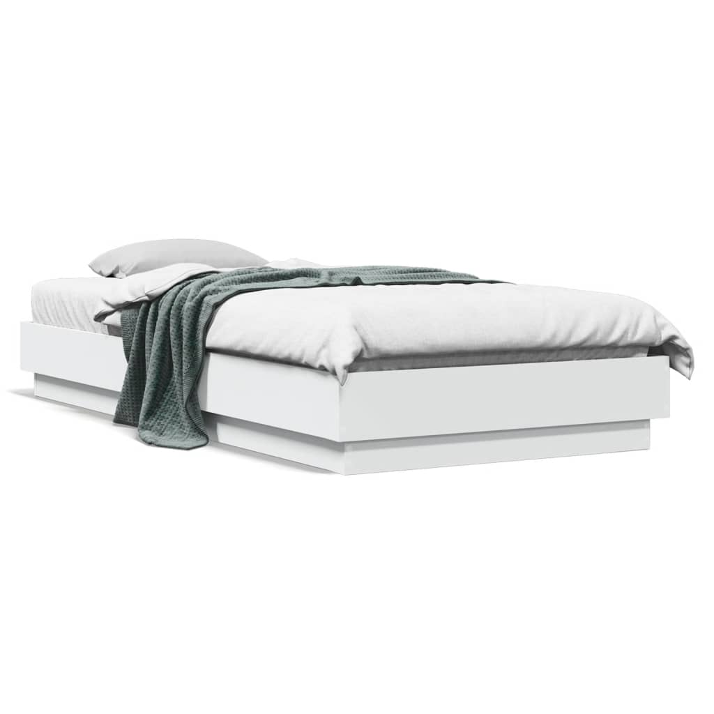 vidaXL Cadru de pat cu lumini LED, alb, 100x200 cm vidaXL Cadru de pat cu lumini LED, alb, 100x200 cm