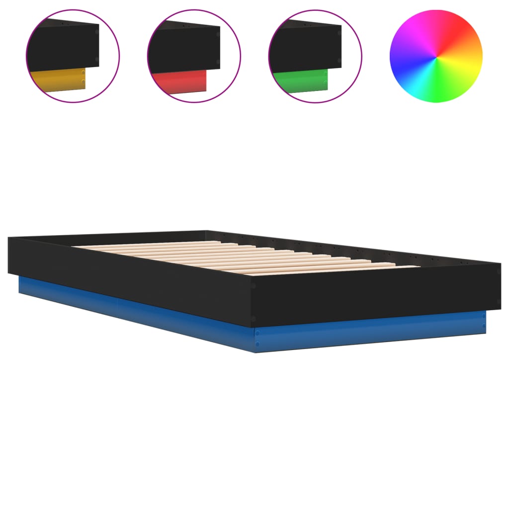 vidaXL Cadru de pat cu lumini LED, negru, 100x200 cm vidaXL Cadru de pat cu lumini LED, negru, 100x200 cm