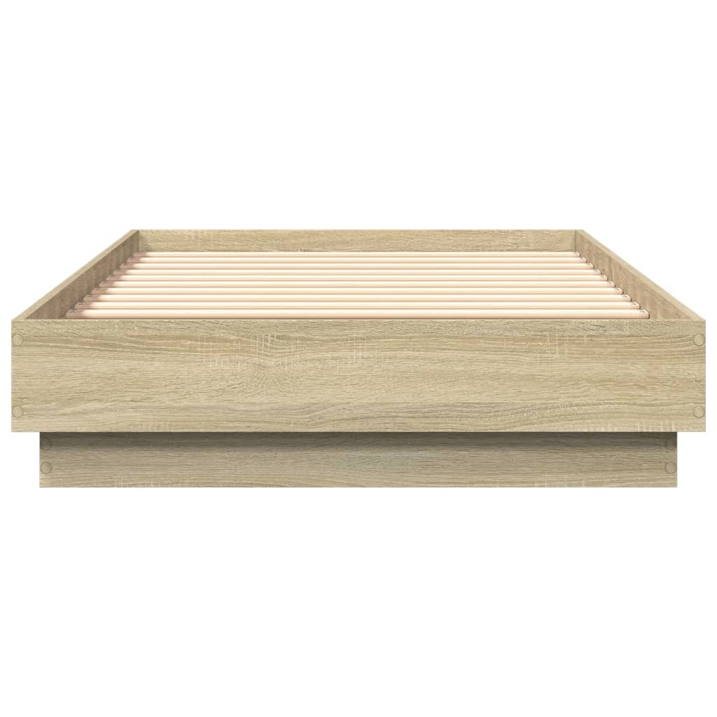 vidaXL Cadru de pat cu lumini LED, stejar sonoma, 90x190 cm vidaXL Cadru de pat cu lumini LED, stejar sonoma, 90x190 cm
