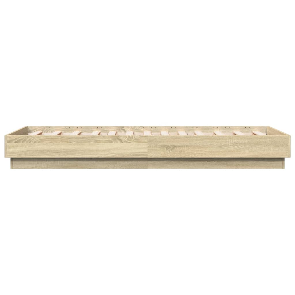 vidaXL Cadru de pat cu lumini LED, stejar sonoma, 90x190 cm vidaXL Cadru de pat cu lumini LED, stejar sonoma, 90x190 cm
