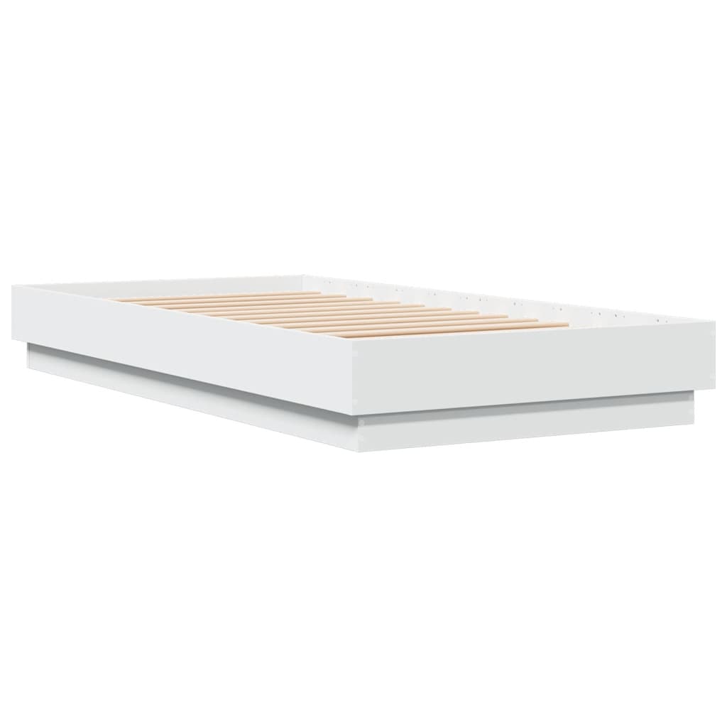 vidaXL Cadru de pat cu lumini LED, alb, 75x190 cm