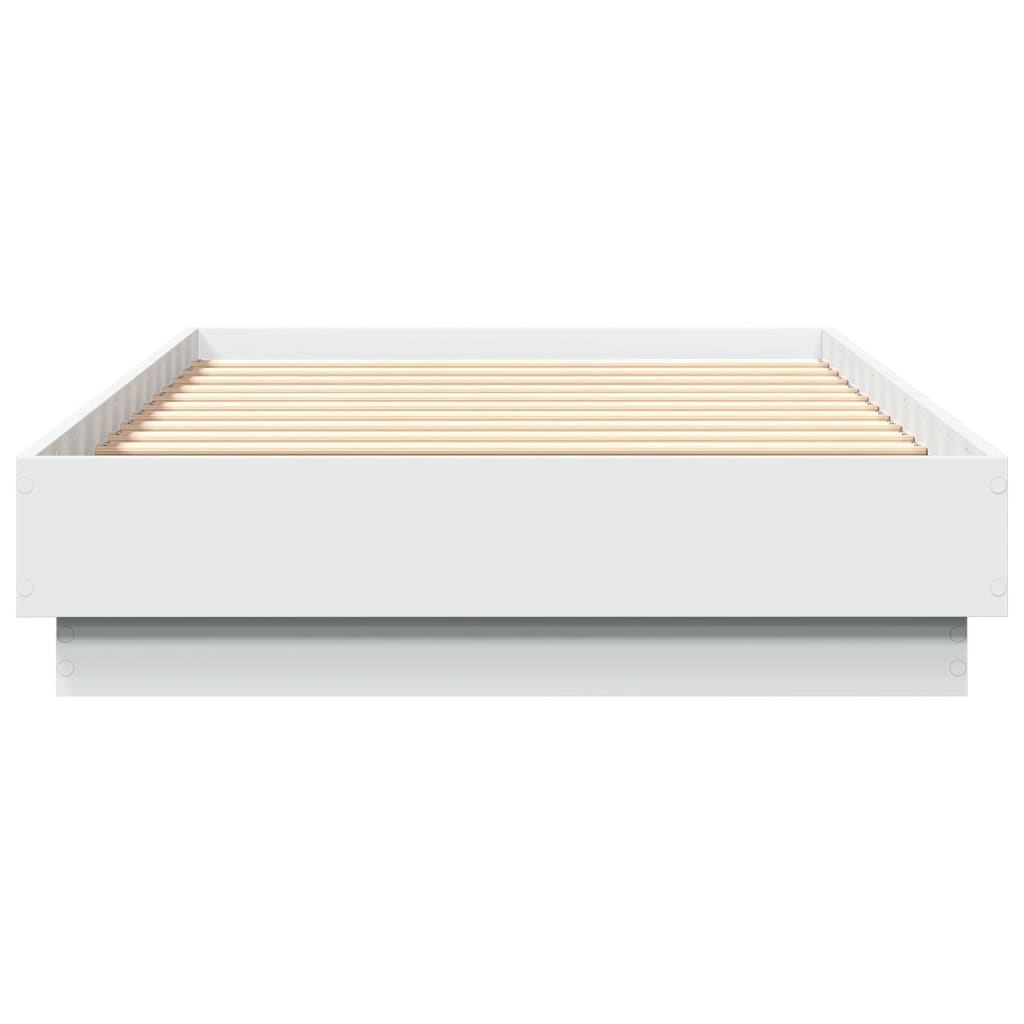 vidaXL Cadru de pat cu lumini LED, alb, 75x190 cm