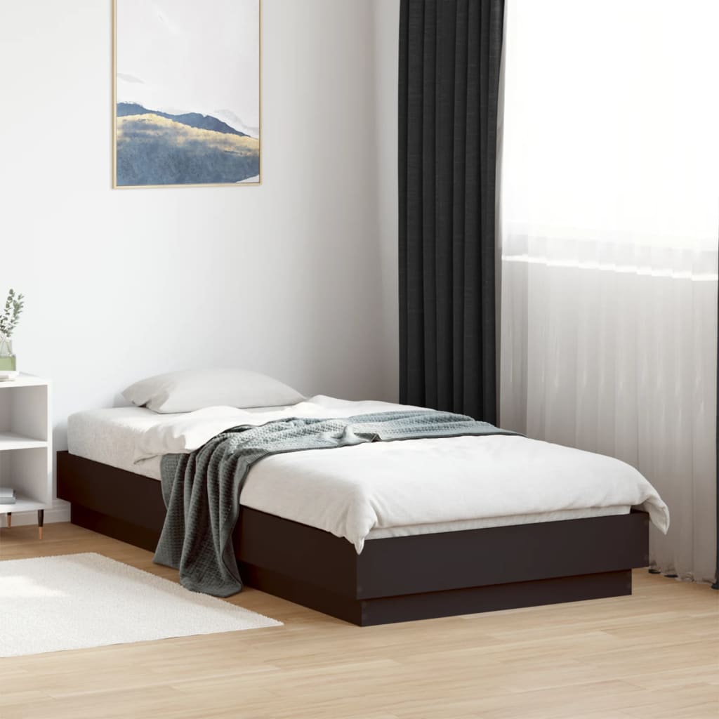 vidaXL Cadru de pat cu lumini LED, negru, 75x190 cm