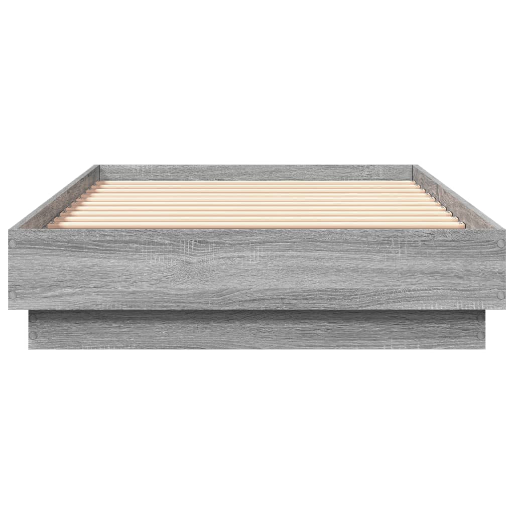 vidaXL Cadru de pat cu lumini LED, gri sonoma, 75x190 cm
