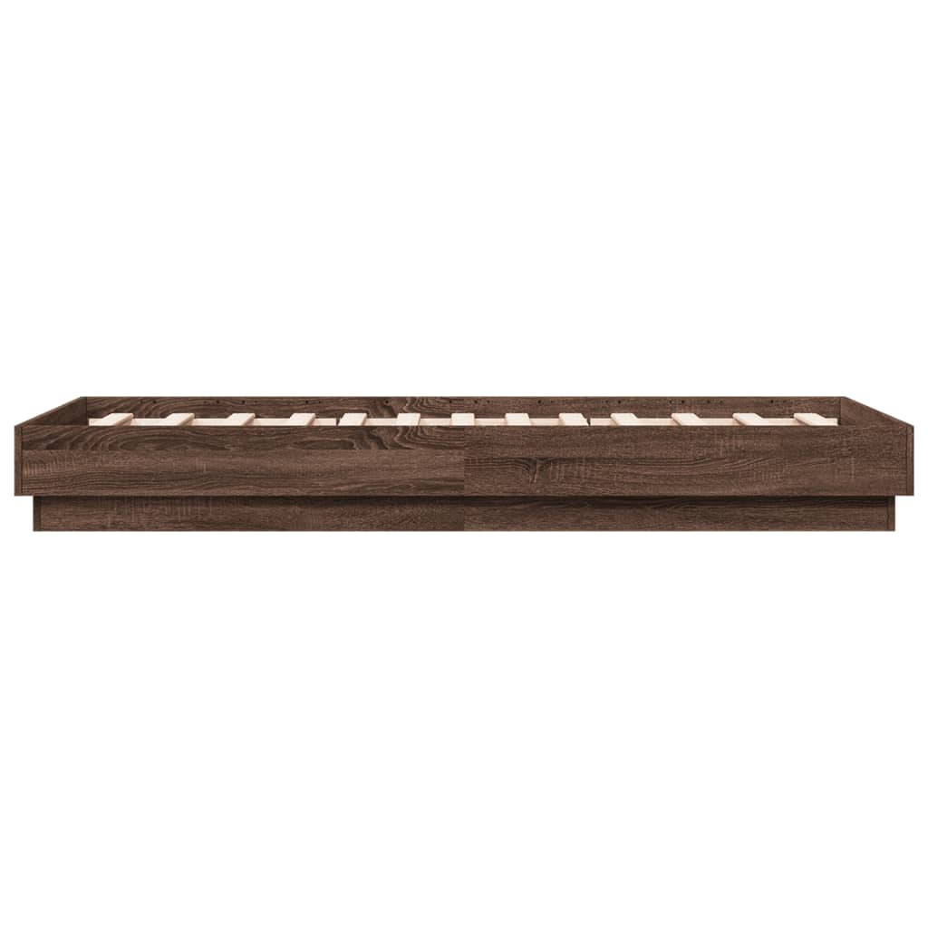 vidaXL Cadru de pat cu lumini LED, stejar maro, 75x190 cm