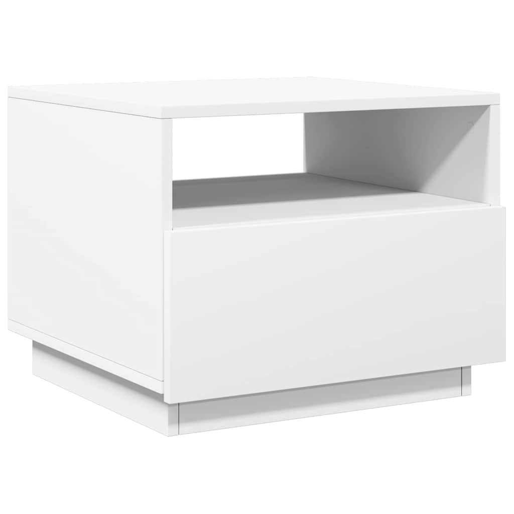 vidaXL Măsuță de cafea cu lumini LED, alb, 50x49x40 cm
