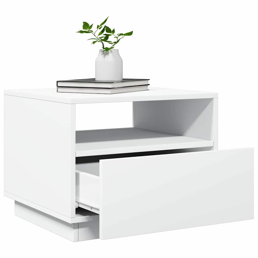 vidaXL Măsuță de cafea cu lumini LED, alb, 50x49x40 cm