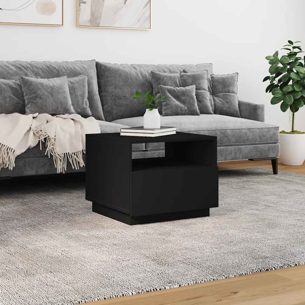 vidaXL Măsuță de cafea cu lumini LED, negru, 50x49x40 cm vidaXL Măsuță de cafea cu lumini LED, negru, 50x49x40 cm