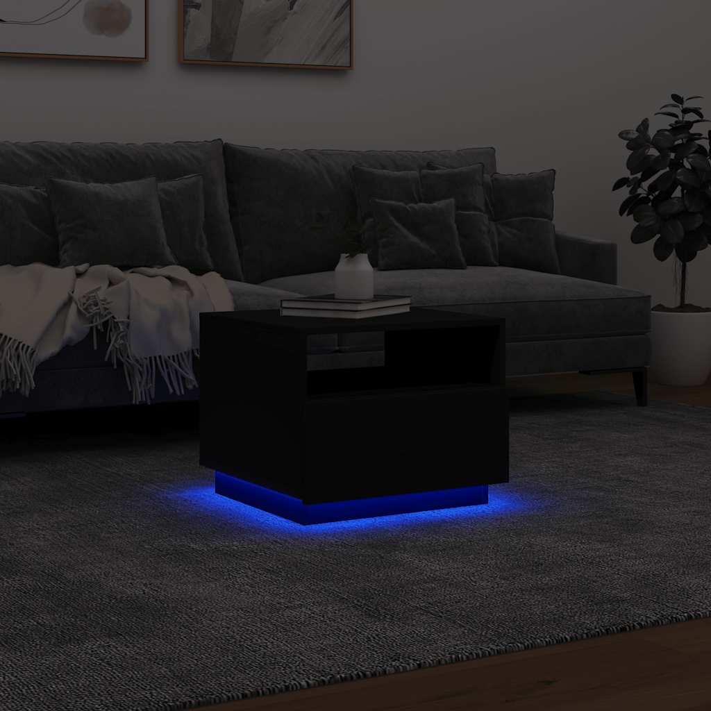 vidaXL Măsuță de cafea cu lumini LED, negru, 50x49x40 cm vidaXL Măsuță de cafea cu lumini LED, negru, 50x49x40 cm