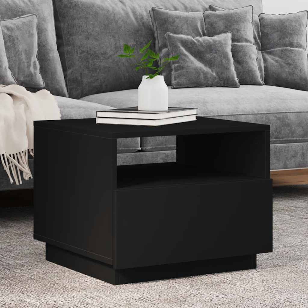 vidaXL Măsuță de cafea cu lumini LED, negru, 50x49x40 cm vidaXL Măsuță de cafea cu lumini LED, negru, 50x49x40 cm