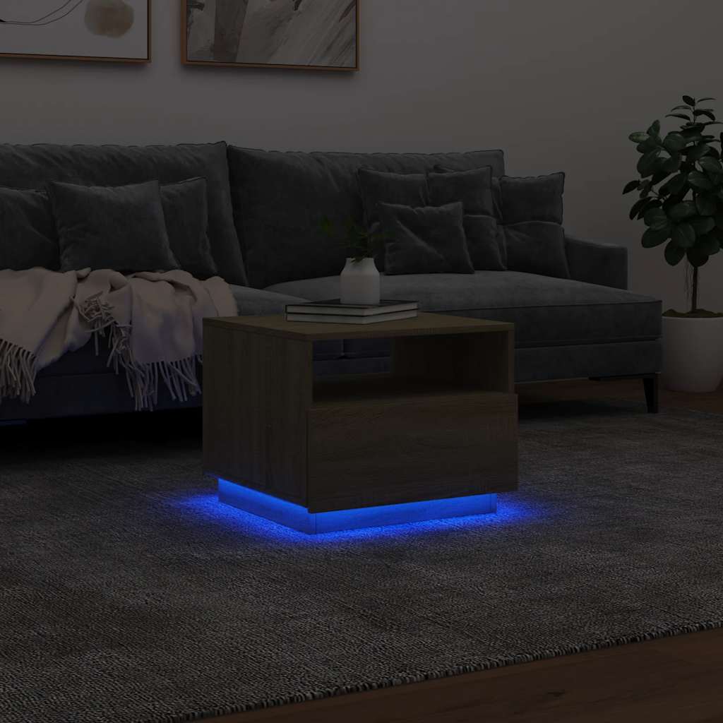 vidaXL Măsuță de cafea cu lumini LED, stejar sonoma, 50x49x40 cm vidaXL Măsuță de cafea cu lumini LED, stejar sonoma, 50x49x40 cm