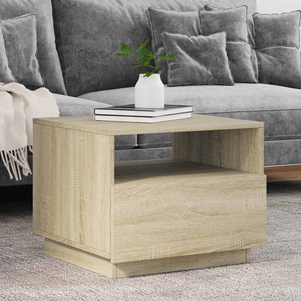 vidaXL Măsuță de cafea cu lumini LED, stejar sonoma, 50x49x40 cm vidaXL Măsuță de cafea cu lumini LED, stejar sonoma, 50x49x40 cm