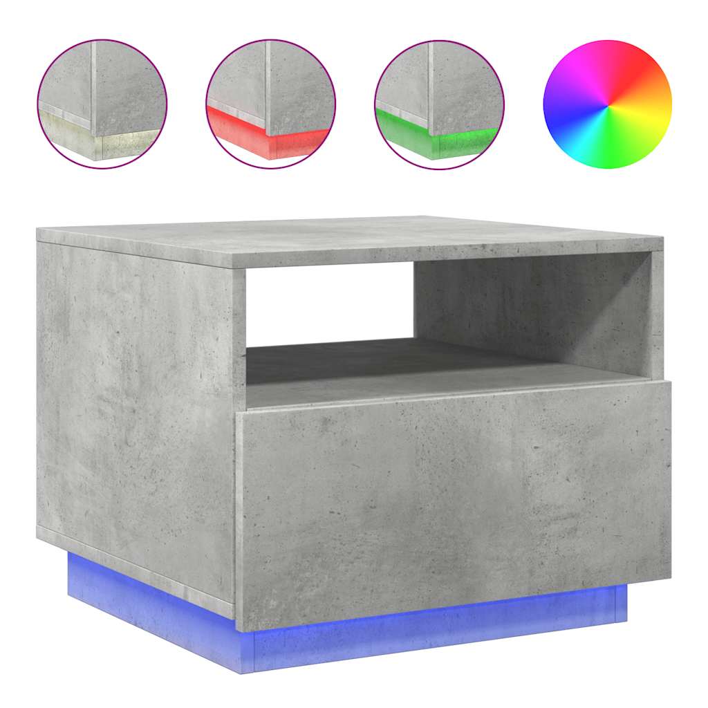 vidaXL Măsuță de cafea cu lumini LED, gri beton, 50x49x40 cm vidaXL Măsuță de cafea cu lumini LED, gri beton, 50x49x40 cm