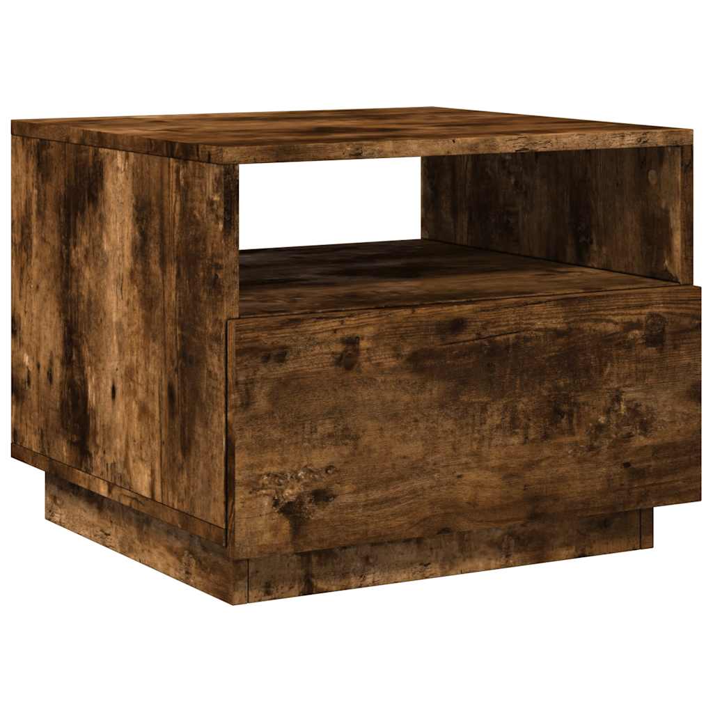 vidaXL Măsuță de cafea cu lumini LED, stejar fumuriu, 50x49x40 cm
