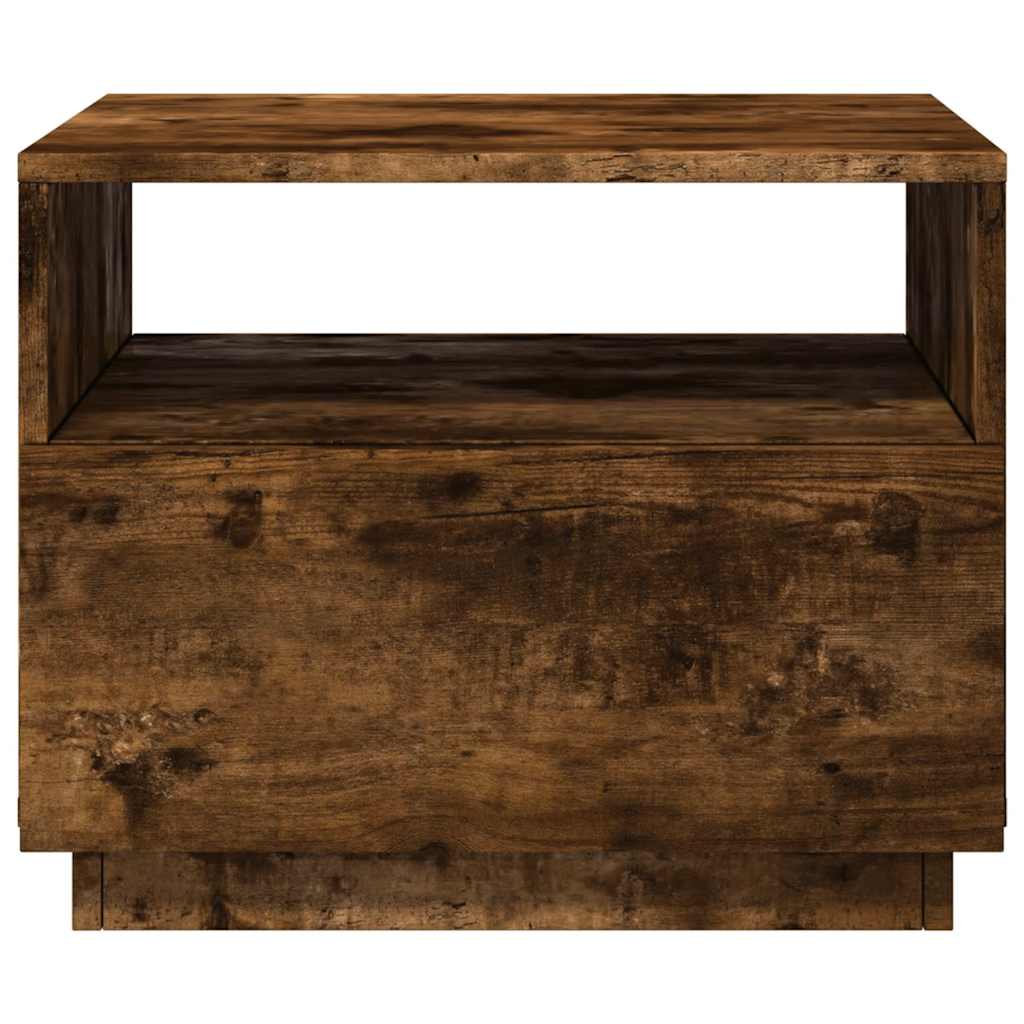 vidaXL Măsuță de cafea cu lumini LED, stejar fumuriu, 50x49x40 cm
