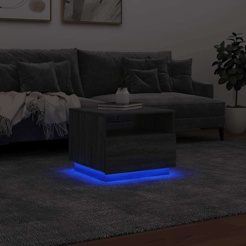 vidaXL Măsuță de cafea cu lumini LED, gri sonoma, 50x49x40 cm vidaXL Măsuță de cafea cu lumini LED, gri sonoma, 50x49x40 cm