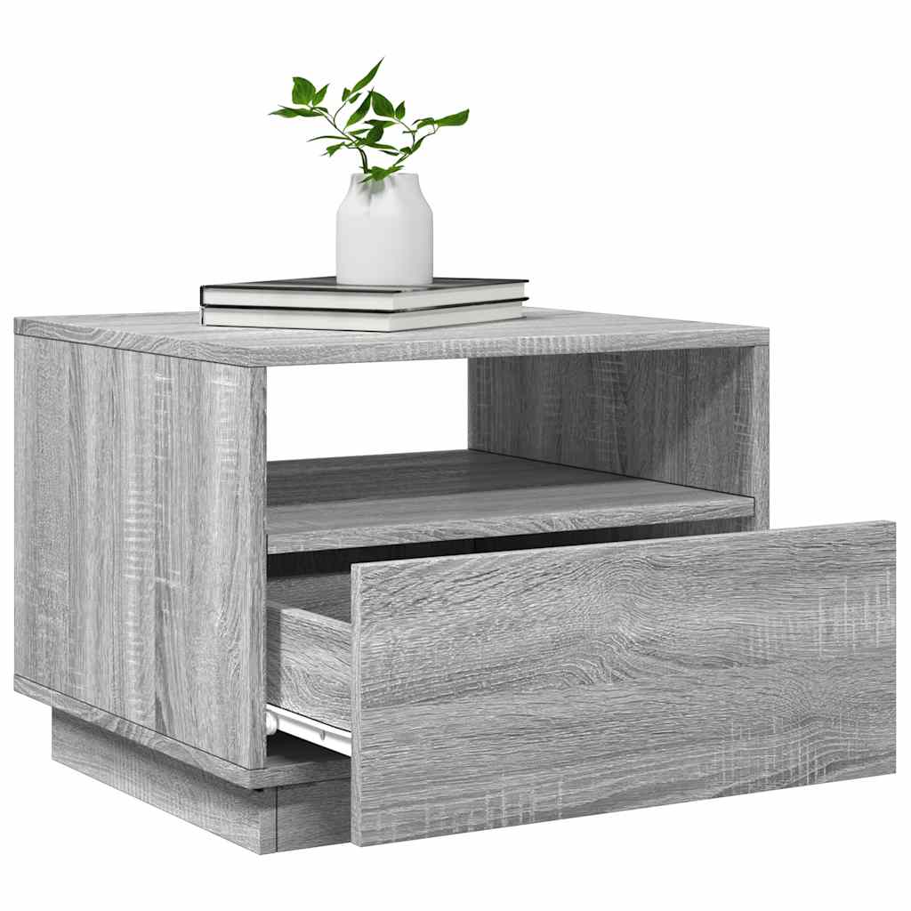 vidaXL Măsuță de cafea cu lumini LED, gri sonoma, 50x49x40 cm vidaXL Măsuță de cafea cu lumini LED, gri sonoma, 50x49x40 cm