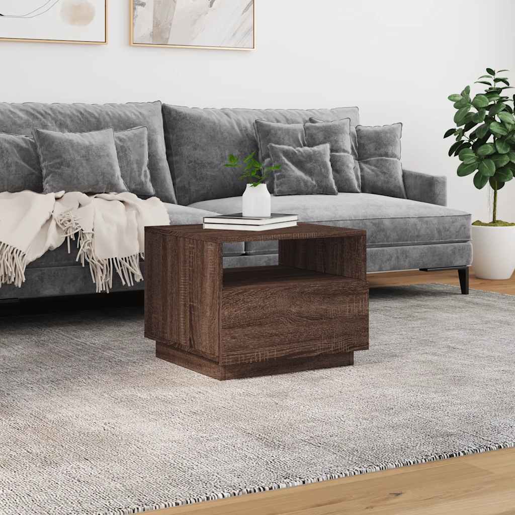 vidaXL Măsuță de cafea cu lumini LED, stejar maro, 50x49x40 cm vidaXL Măsuță de cafea cu lumini LED, stejar maro, 50x49x40 cm