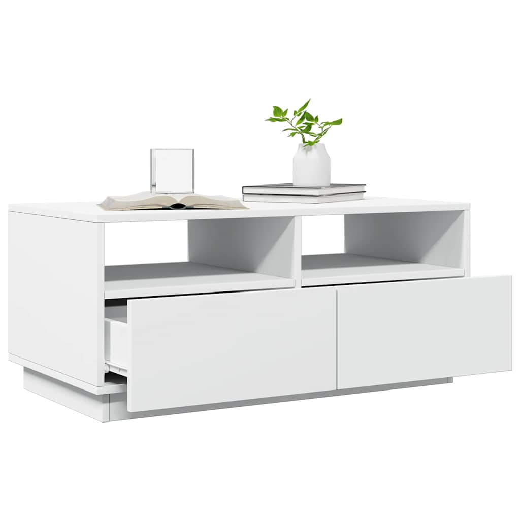 vidaXL Măsuță de cafea cu lumini LED, alb, 90x49x40 cm vidaXL Măsuță de cafea cu lumini LED, alb, 90x49x40 cm