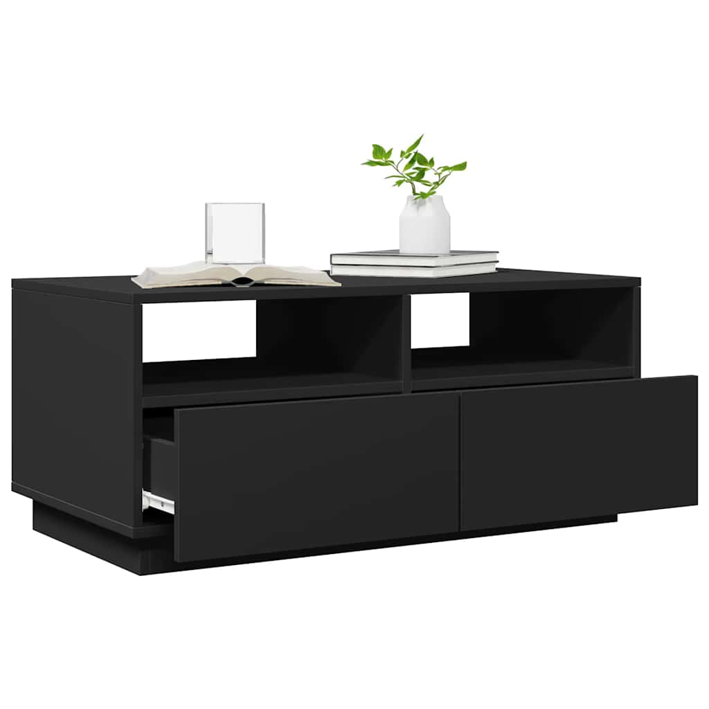 vidaXL Măsuță de cafea cu lumini LED, negru, 90x49x40 cm
